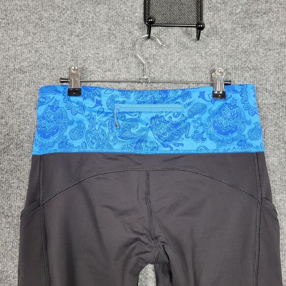 LULULEMON Can't Stop Crop Black Paisley Cornflower Hi Rise Power Luxtreme SIZE 8 - Picture 6 of 10